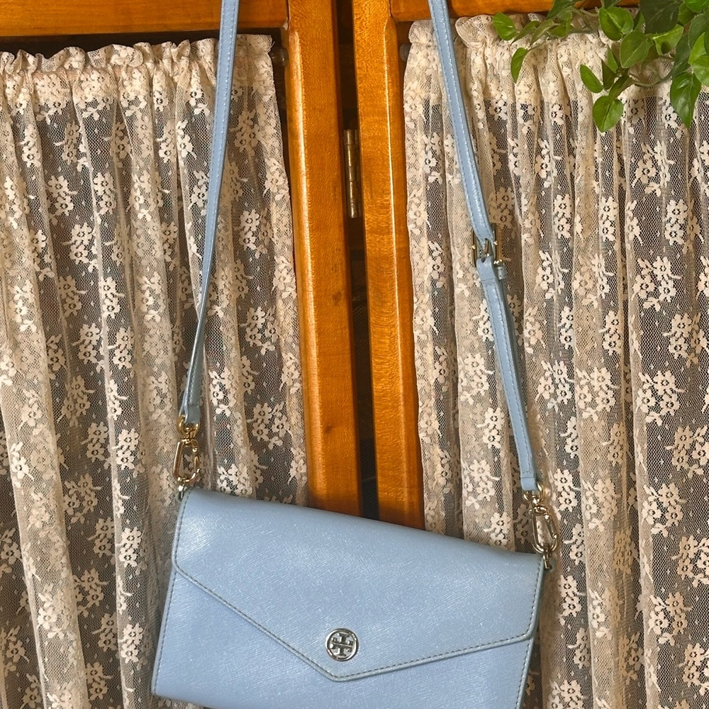 Tory Burch Blue Crossbody Bag with Flap Closure